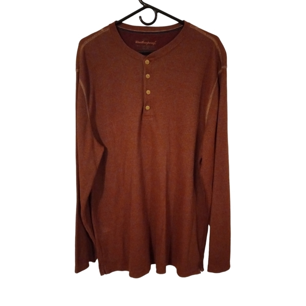 Weatherproof VintageThermal Reddish Brown Henley Style Long Sleeved Shirt XXL